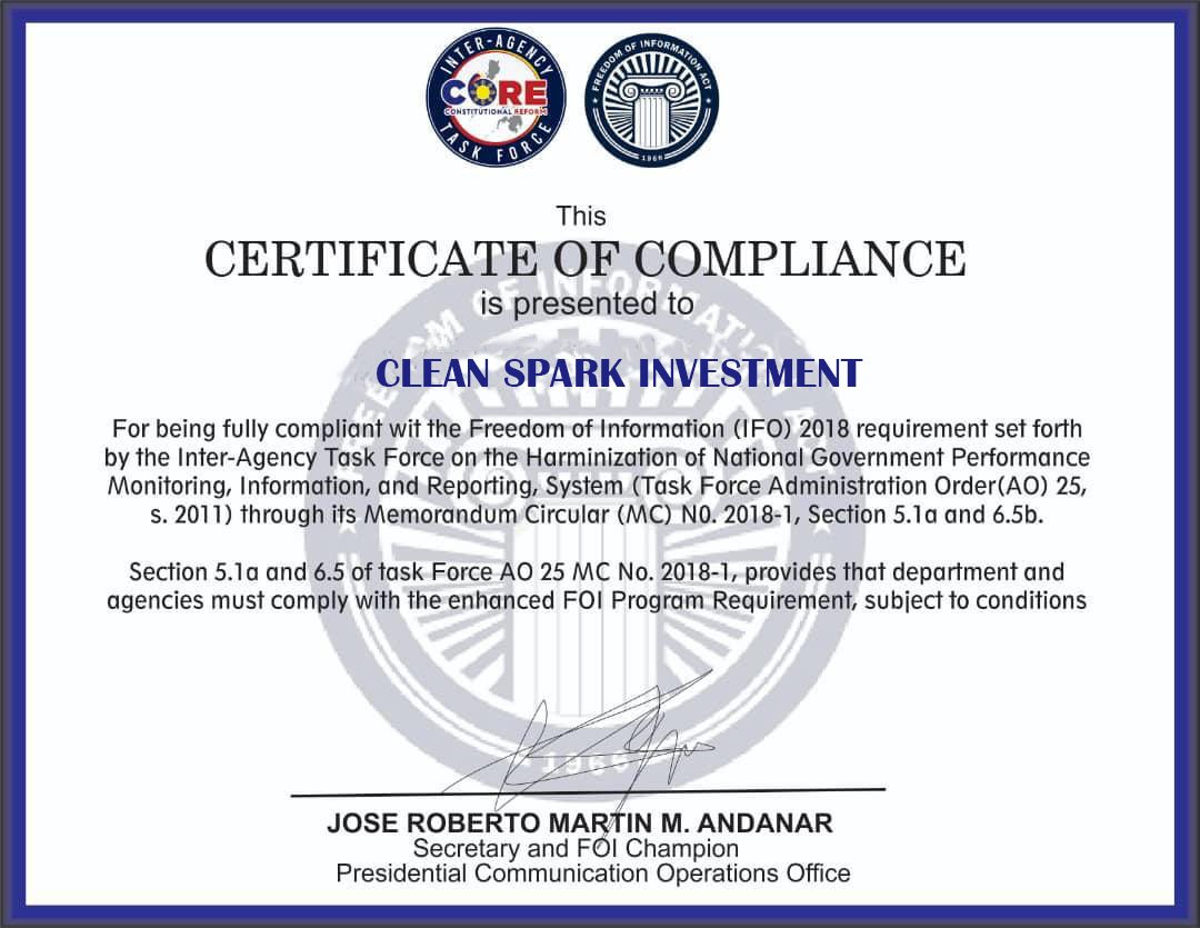 SEC Philippines Certificate